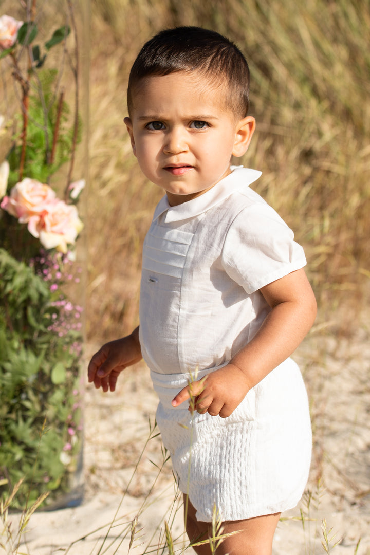 Foque PREORDER "Rheo" Ivory Shirt & Shorts | Millie and John