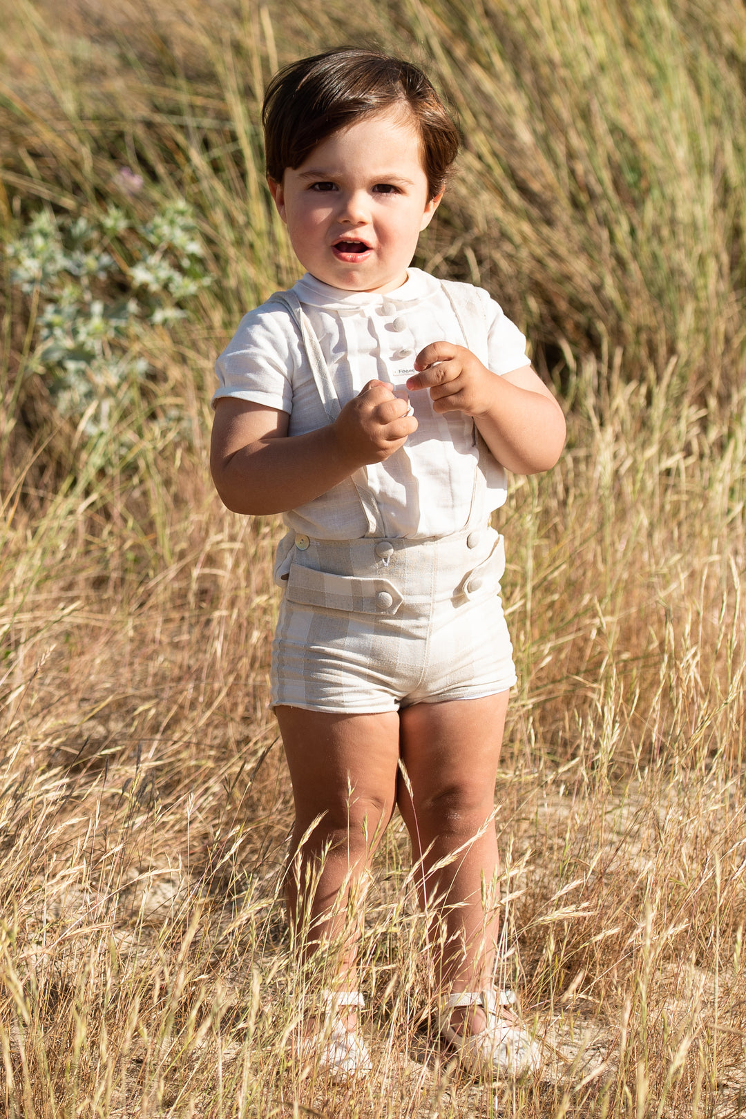 Foque PREORDER "Tommy" Shirt & Beige Check Shorts | Millie and John