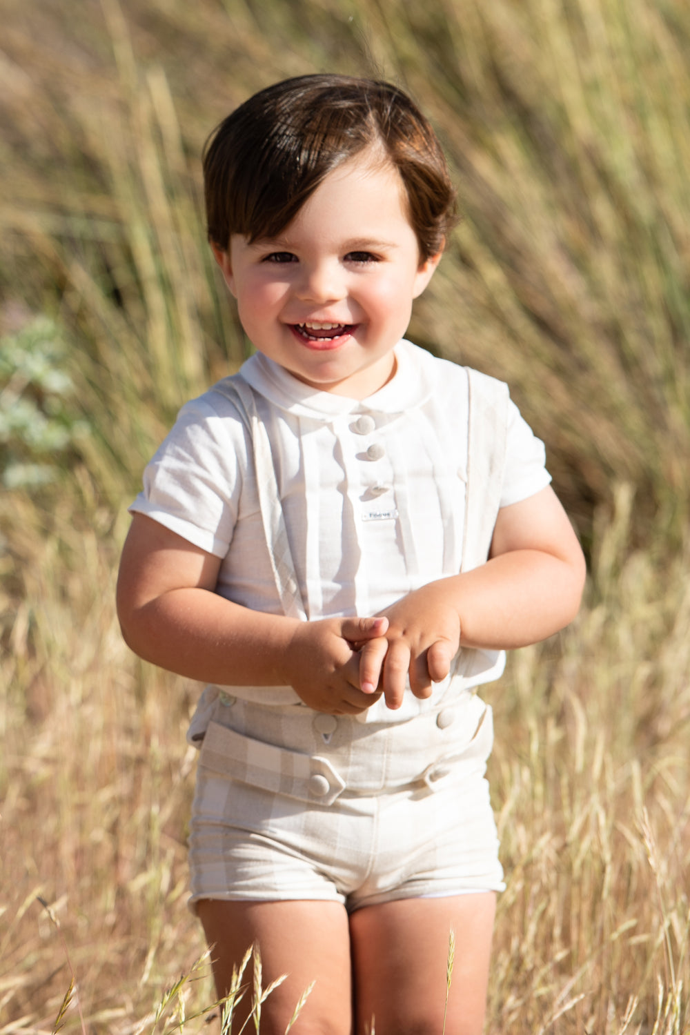 Foque PREORDER "Tommy" Shirt & Beige Check Shorts | Millie and John