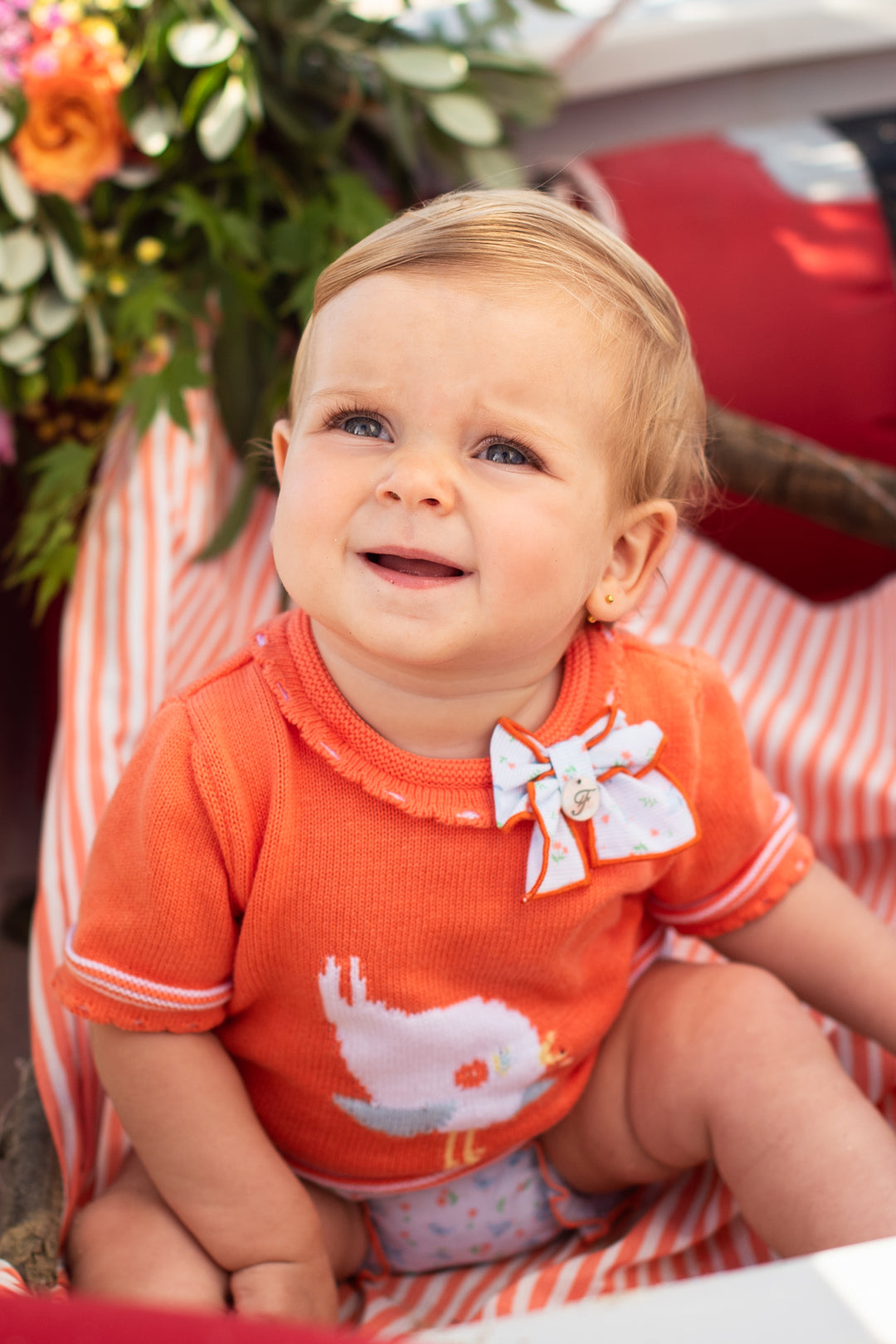 Foque PREORDER "Hallie" Coral Knit Top & Bird Print Bloomers | Millie and John