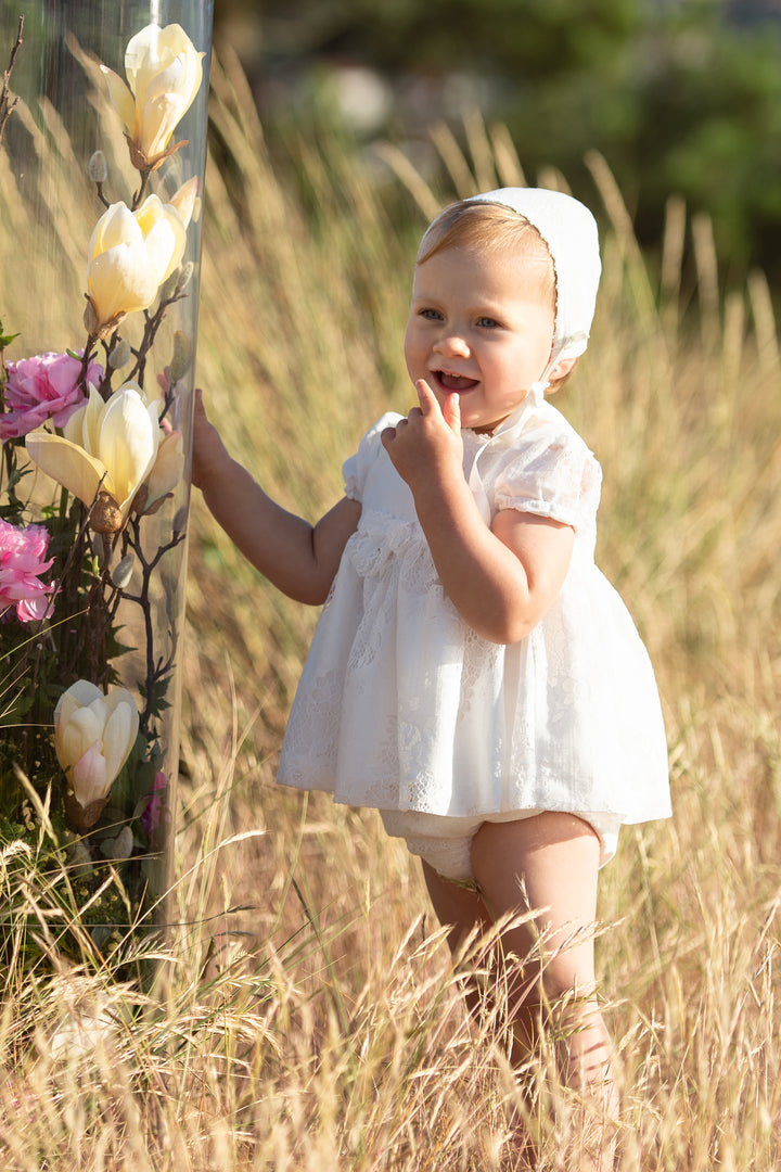 Foque PREORDER "Ayda" Ivory Lace Dress & Bloomers | Millie and John