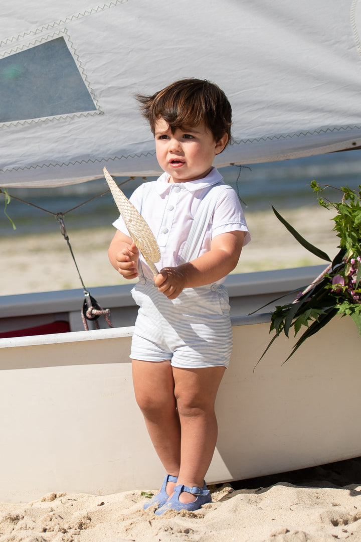 Foque "Beau" Blue Knit Seahorse Jumper, Shirt & Shorts | Millie and John