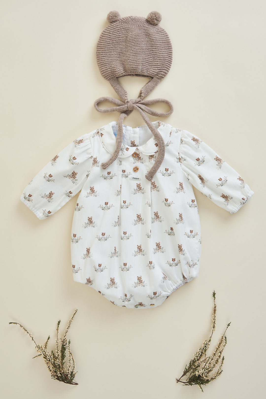 Foque PREORDER "Yogi" Beige Teddy Bear Romper | Millie and John