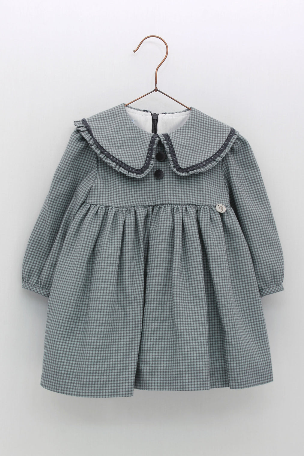 Foque PREORDER "Vita" Moss & Grey Checked Dress | Millie and John