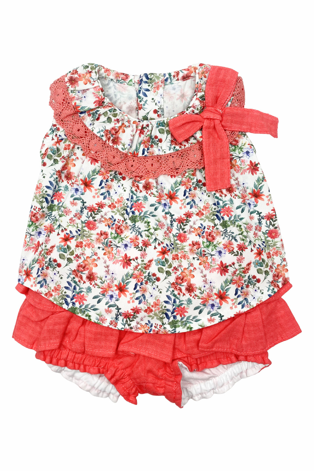 Valentina Bebes "Kira" Coral Floral Blouse & Ruffle Shorts | Millie and John