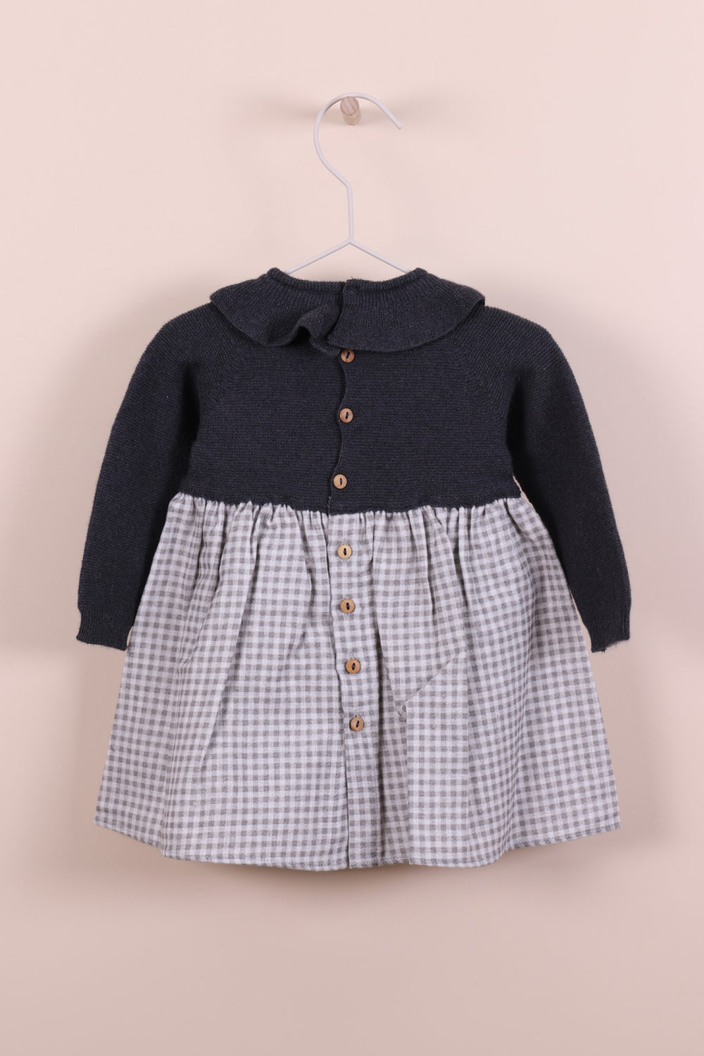 Wedoble "Tilly" Charcoal Half Knit Check Dress | Millie and John