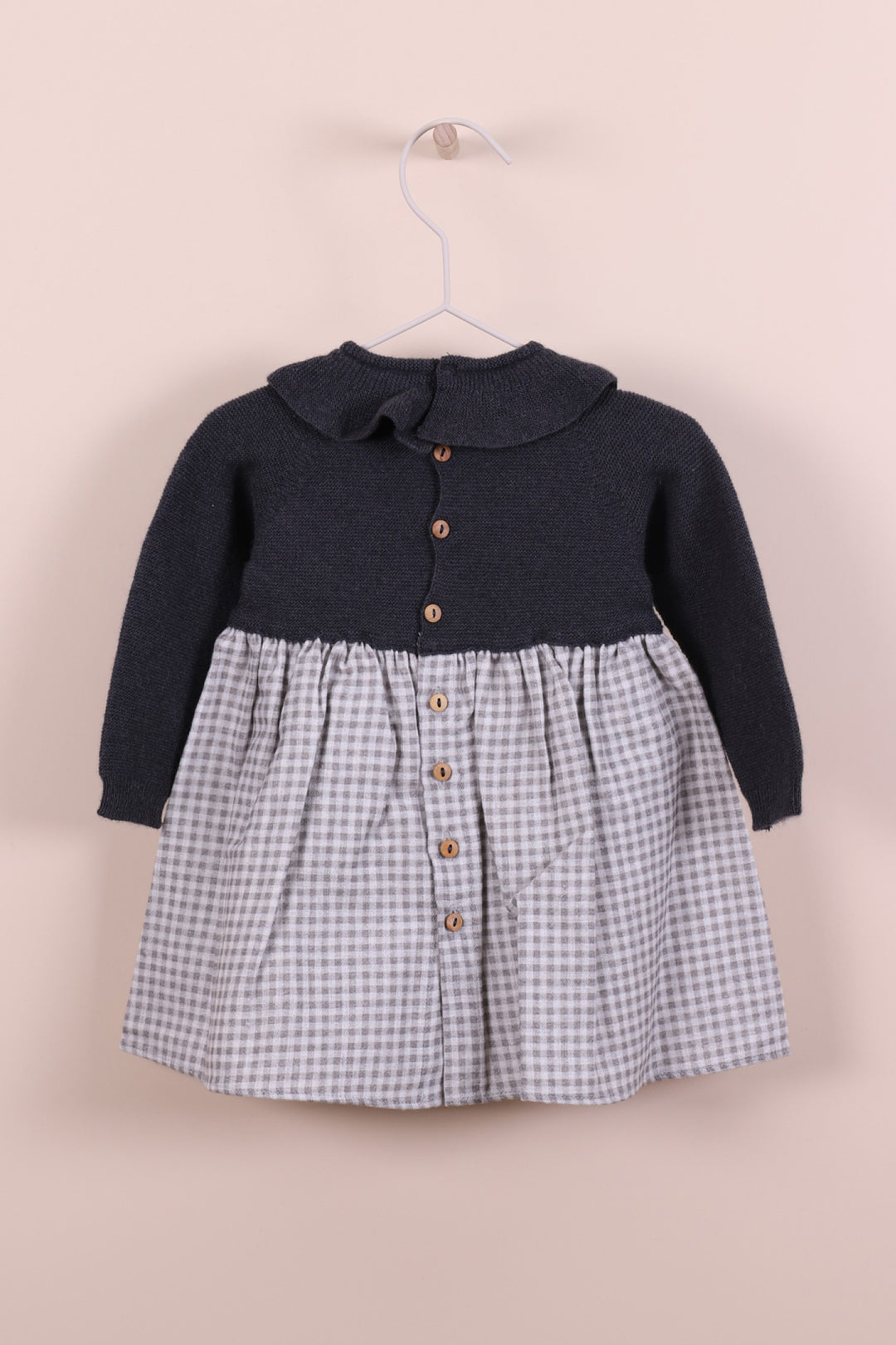 Wedoble "Tilly" Charcoal Half Knit Check Dress | Millie and John