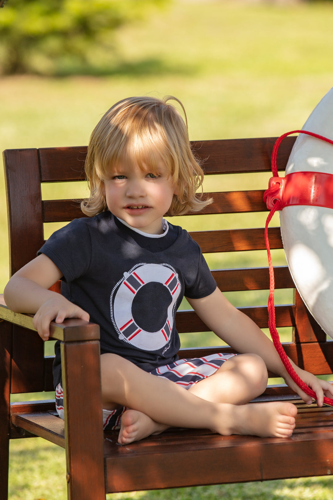 Patachou "Preston" Navy T-Shirt & Striped Shorts | Millie and John