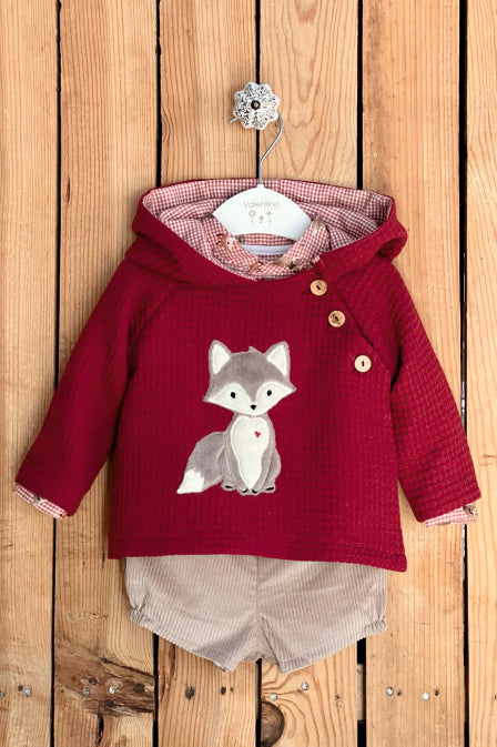 Valentina Bebes "Bennett" Burgundy Fox Shirt, Hoodie & Shorts | Millie and John