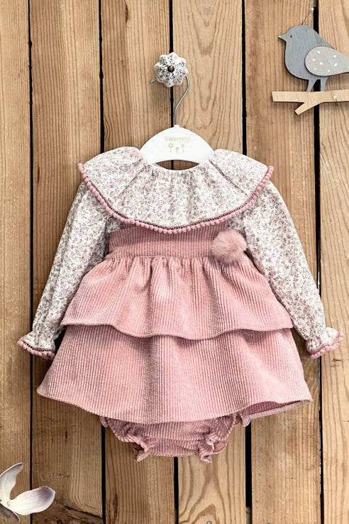Valentina Bebes "Daisy" Dusky Pink Floral Blouse & Cord Dress | Millie and John