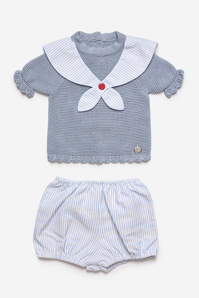 Juliana "Cedric" Sky Blue Knit Sailor Top & Jam Pants | Millie and John