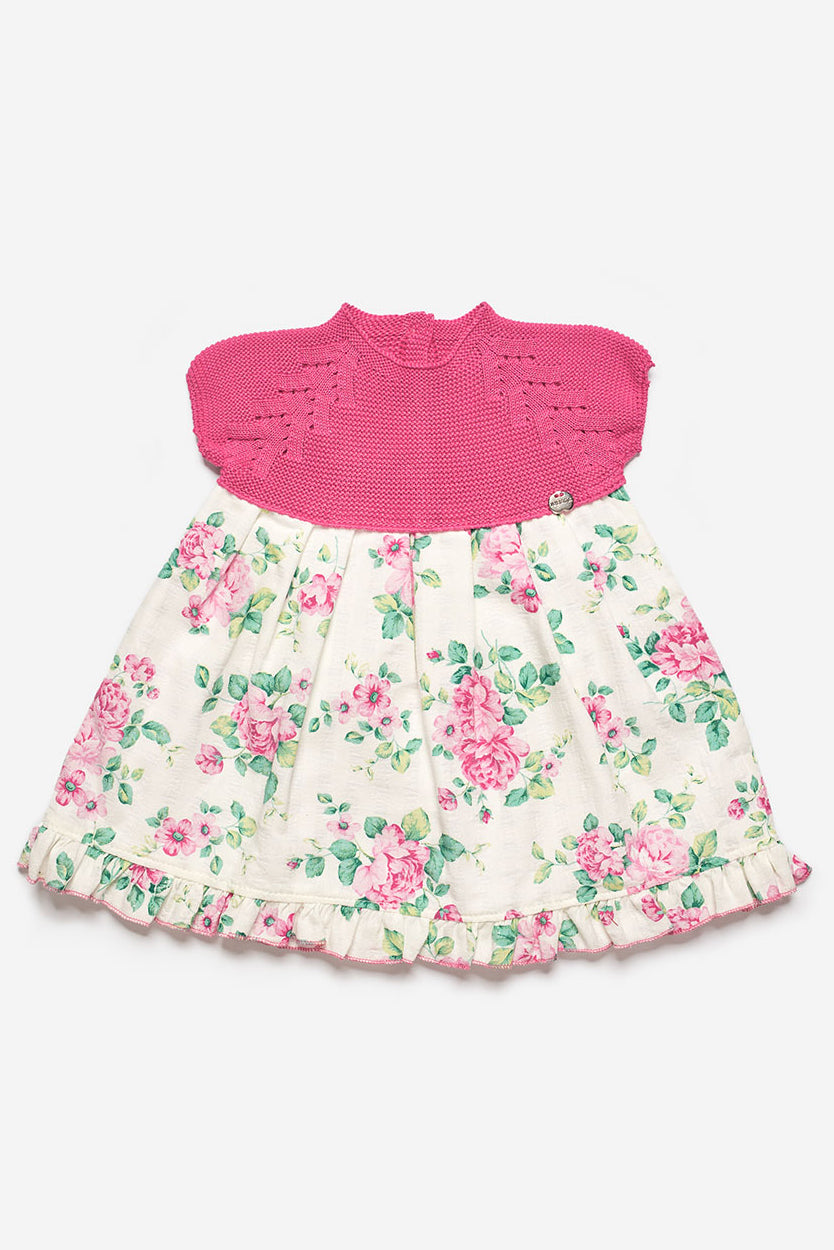 Juliana "Amelie" Fuchsia Half Knit Floral Dress | Millie and John