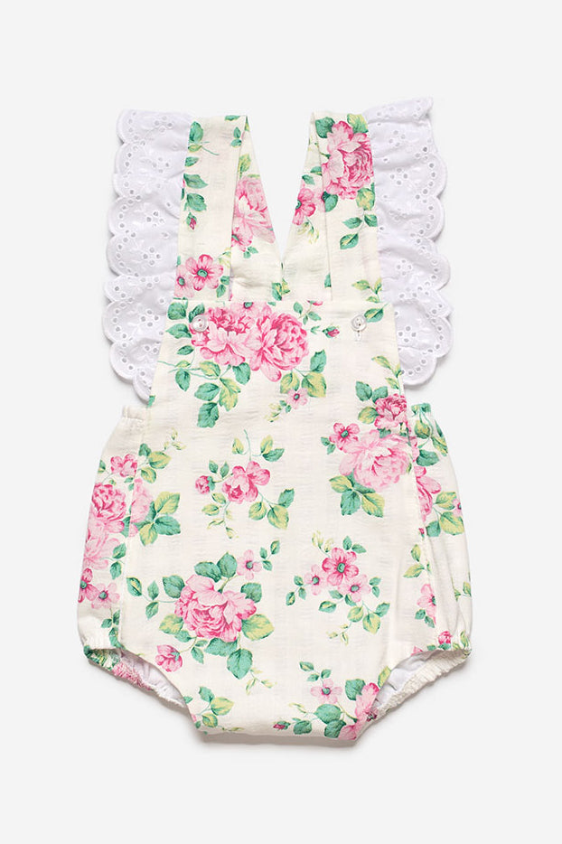 Juliana "Pippa" Fuchsia Floral Dungaree Romper | Millie and John