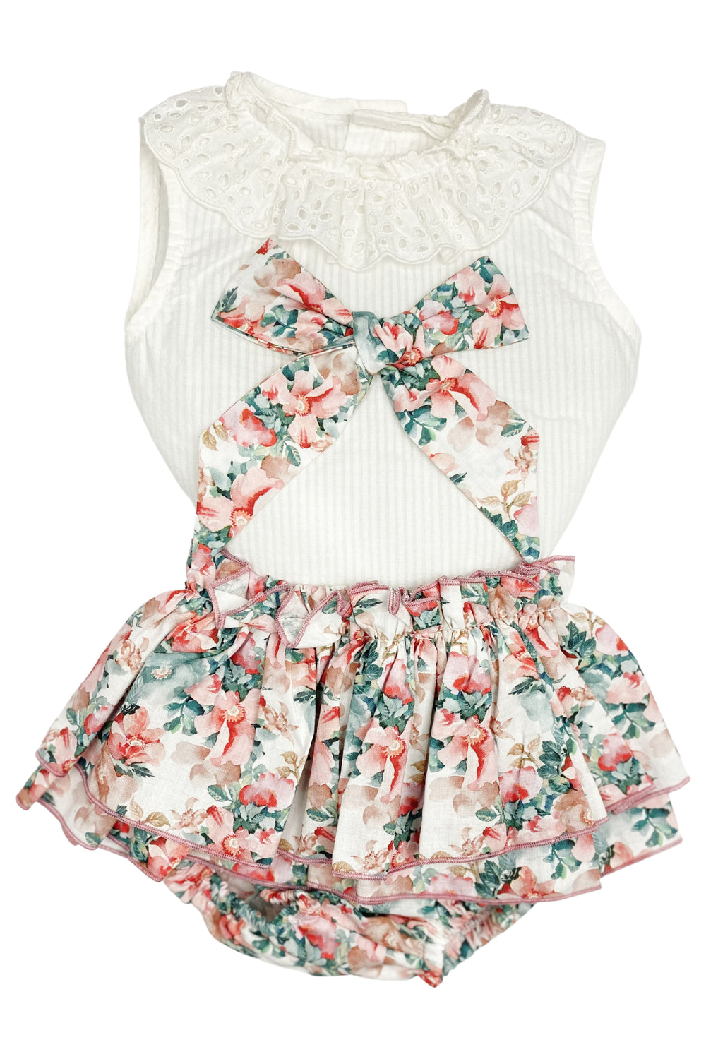 Valentina Bebes "Etta" Dusky Pink Floral Blouse & Skirt | Millie and John