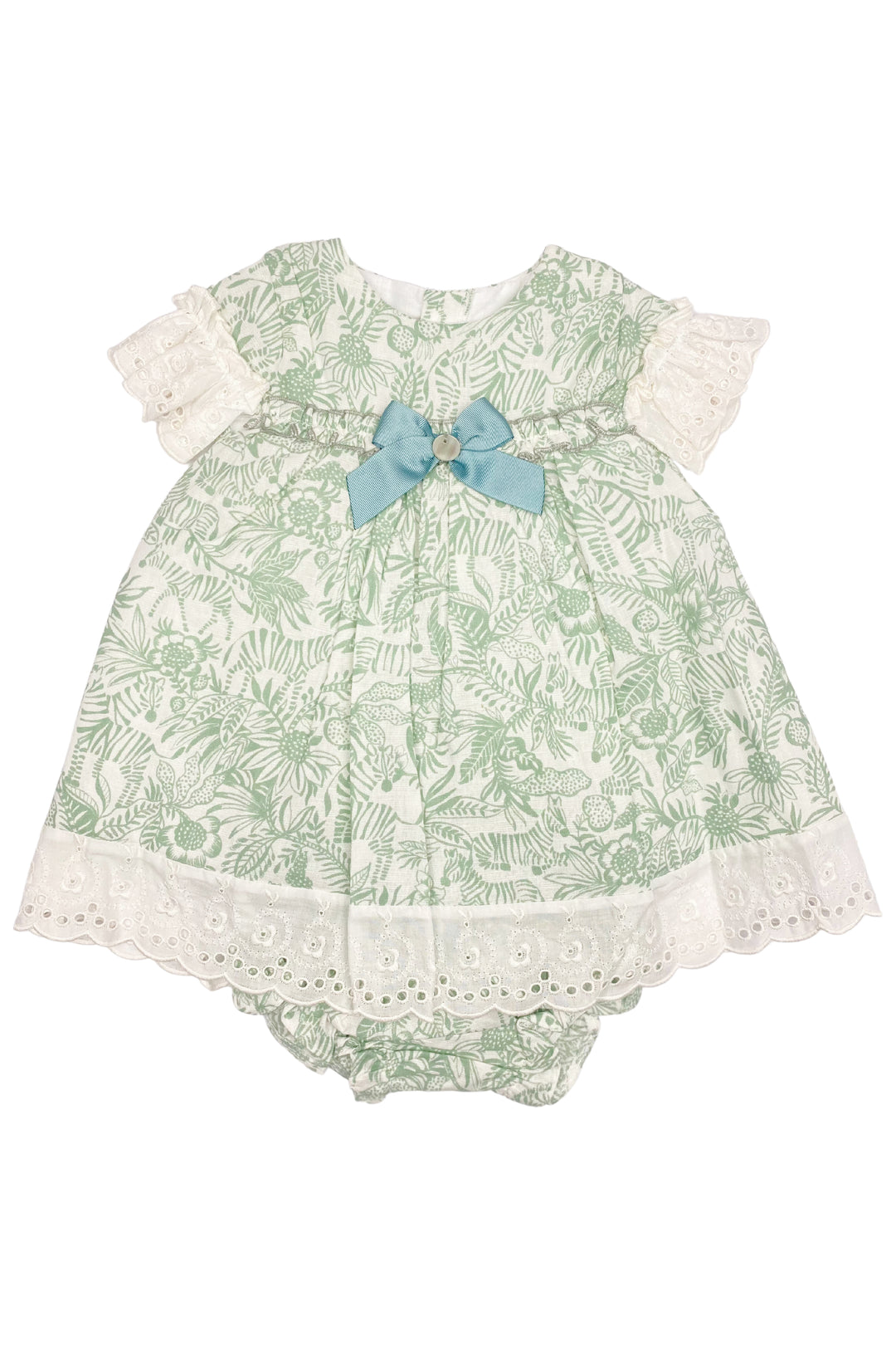 Valentina Bebes "Eloise" Sage Green Zebra Print Dress Set | Millie and John