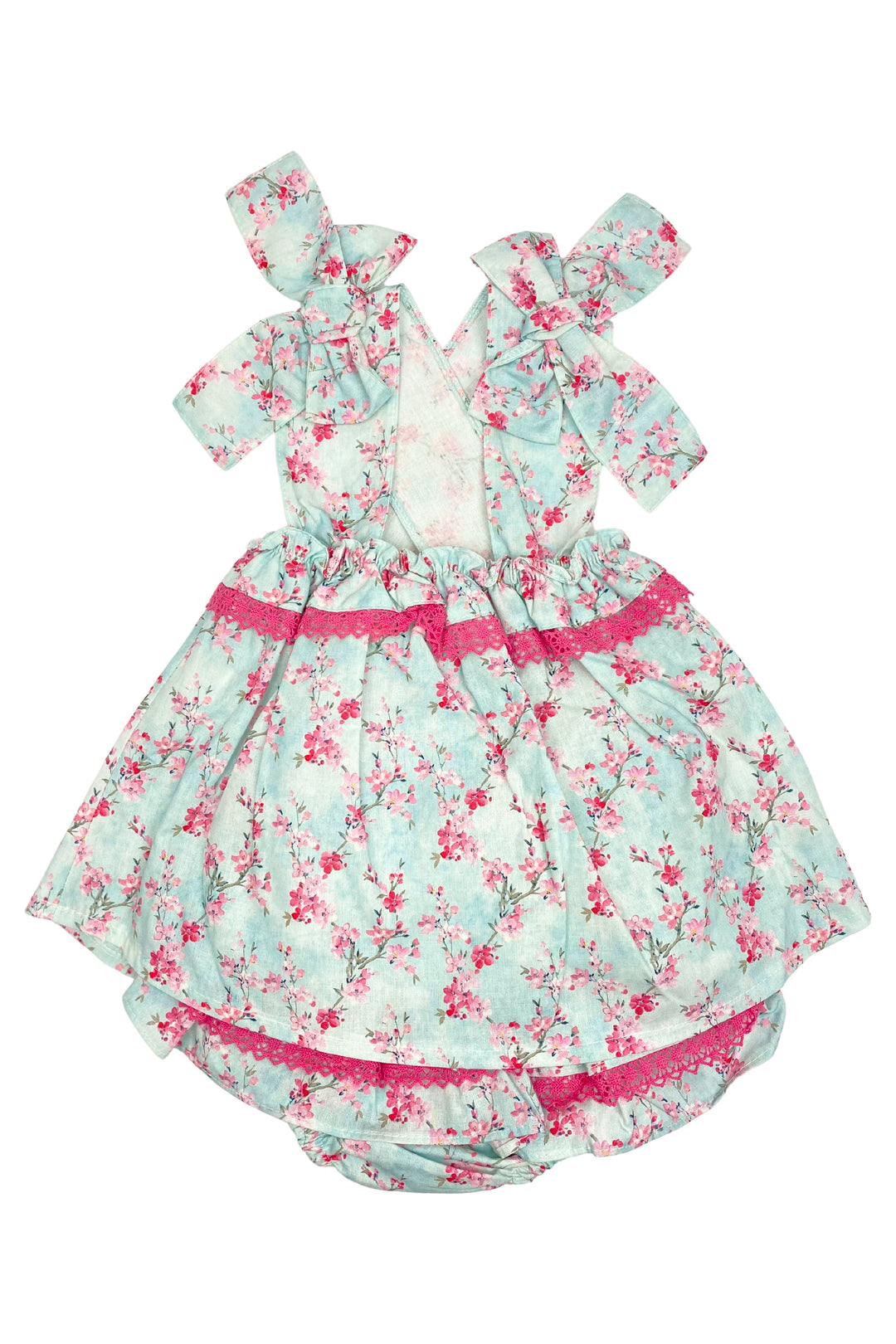 Valentina Bebes "Ingrid" Blue & Pink Floral Blouse & Skirt | Millie and John