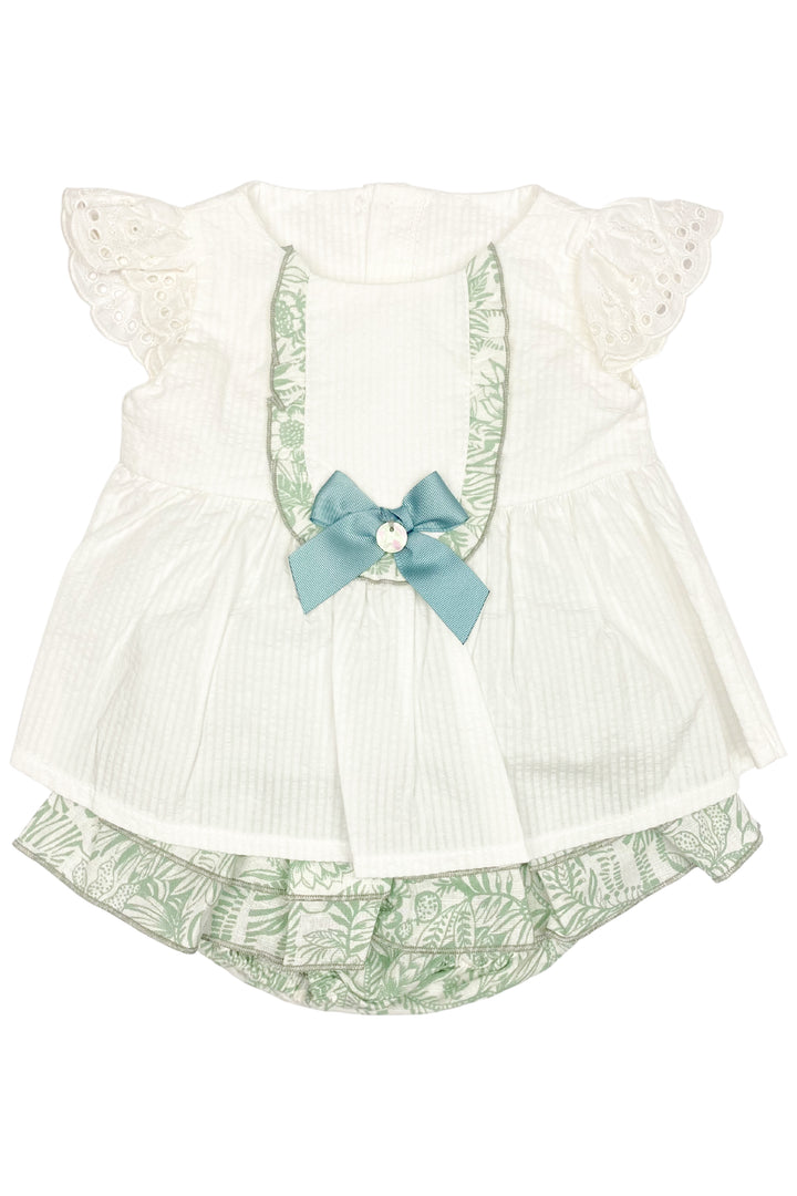 Valentina Bebes "Josephine" Sage Green Zebra Print Blouse & Skirt | Millie and John