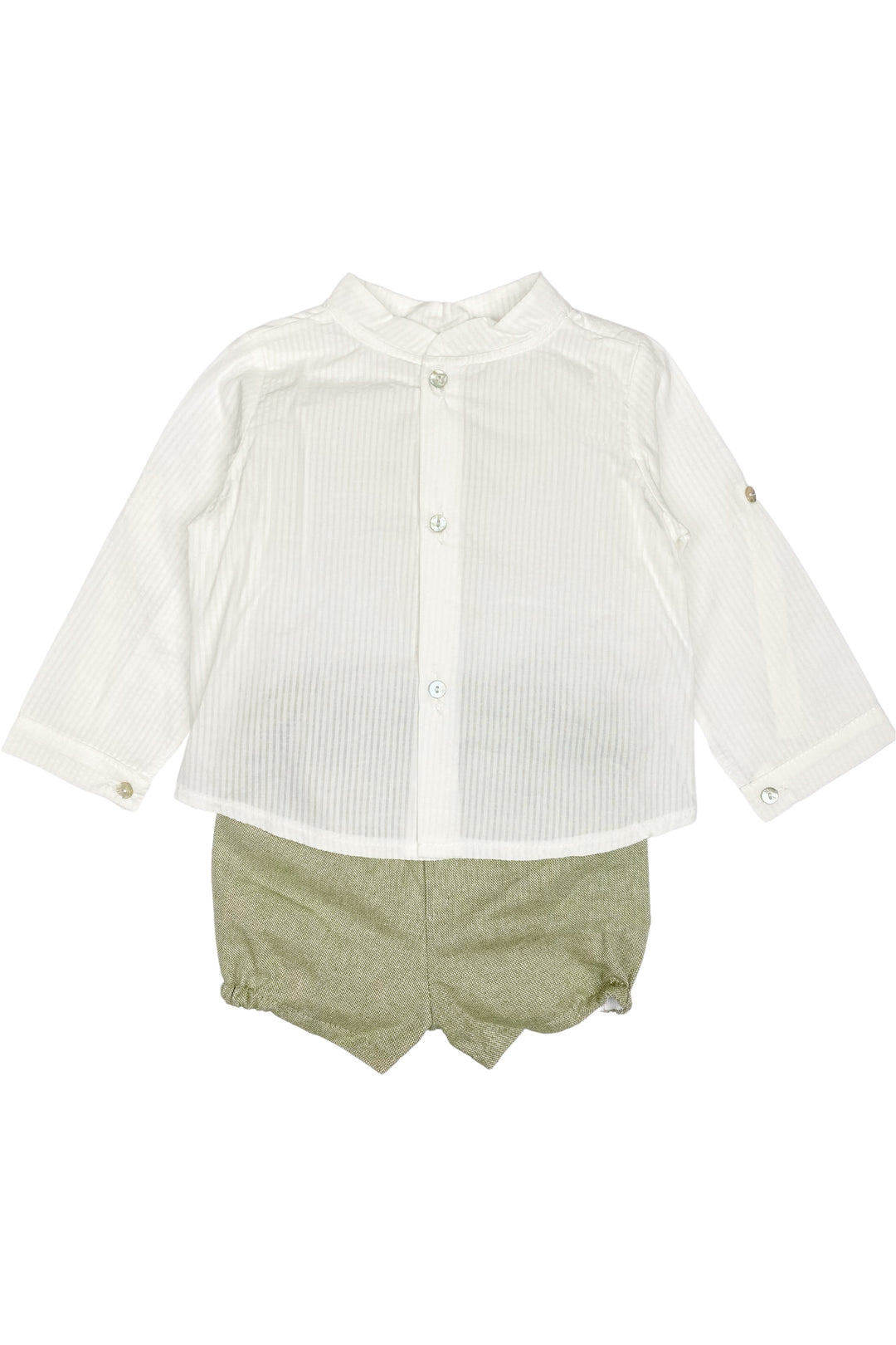 Valentina Bebes "Jasper" Shirt & Sage Green Shorts | Millie and John