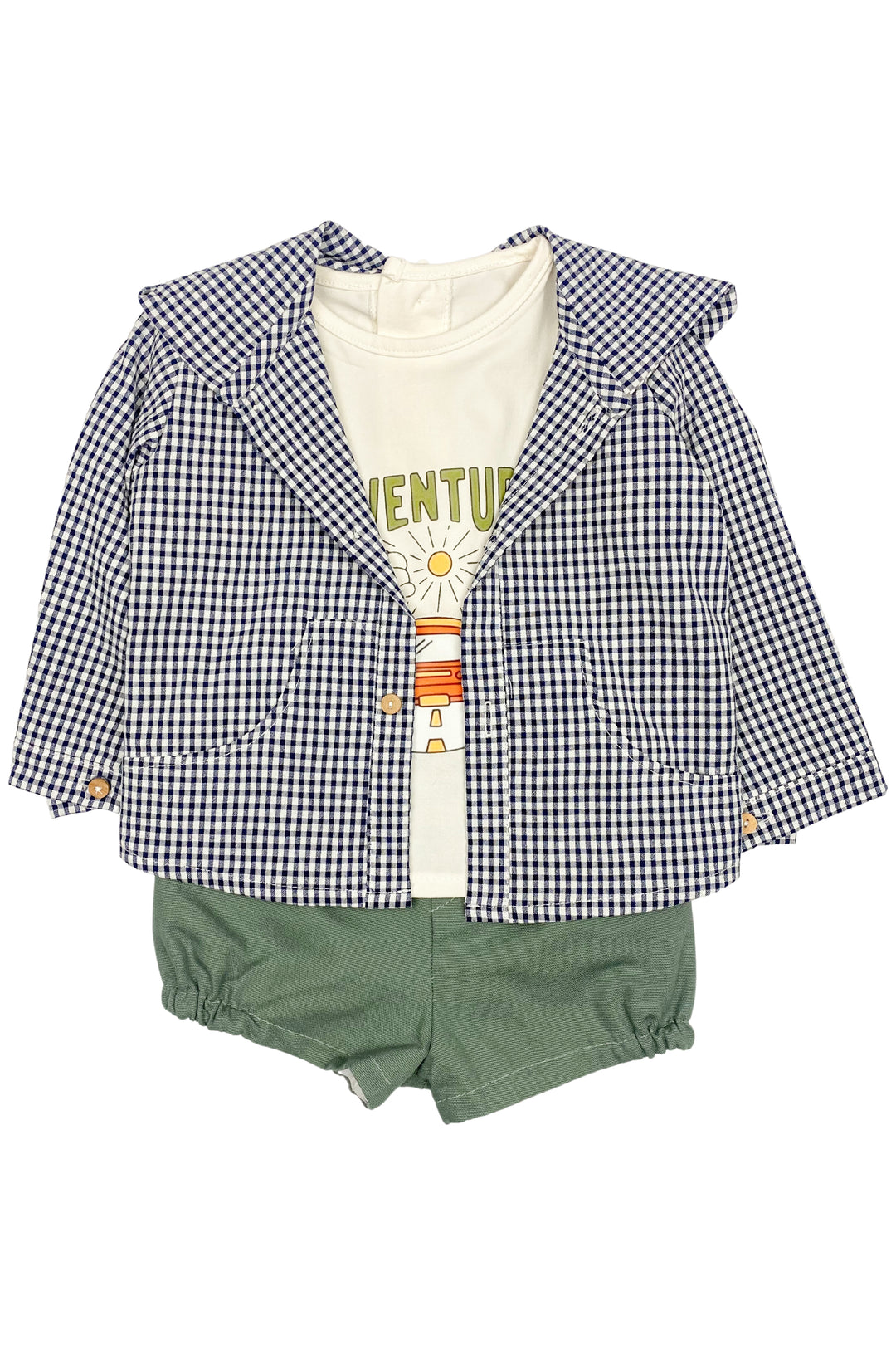 Valentina Bebes "Rafferty" Black Gingham Hoodie, T-Shirt & Shorts | Millie and John