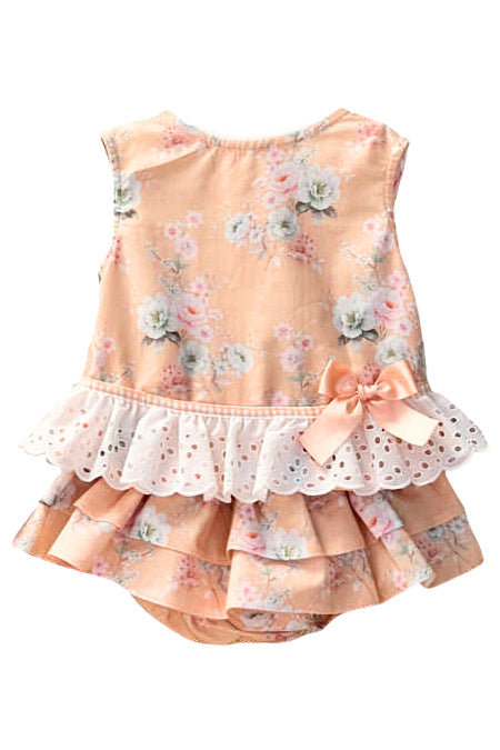 Valentina Bebes "Margot" Peach Floral Blouse & Skirt | Millie and John