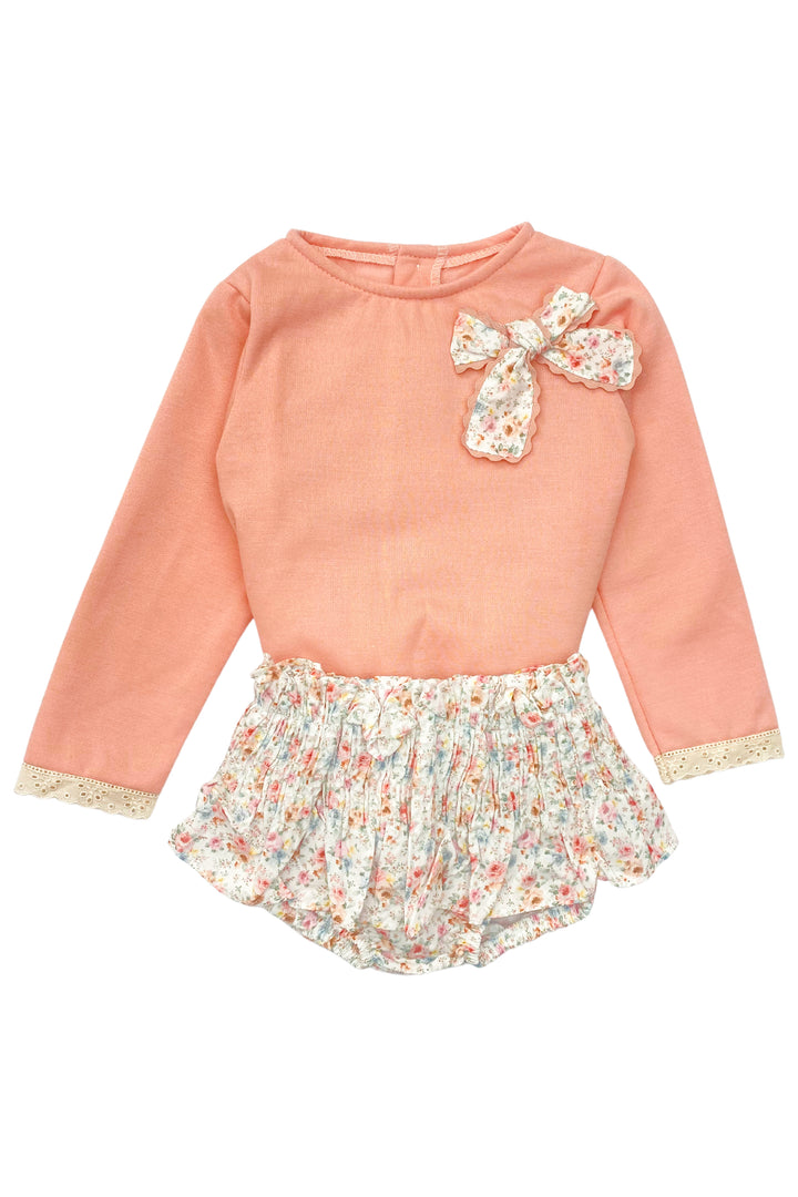 Valentina Bebes "Slyvie" Dusky Pink Top & Floral Skirt | Millie and John