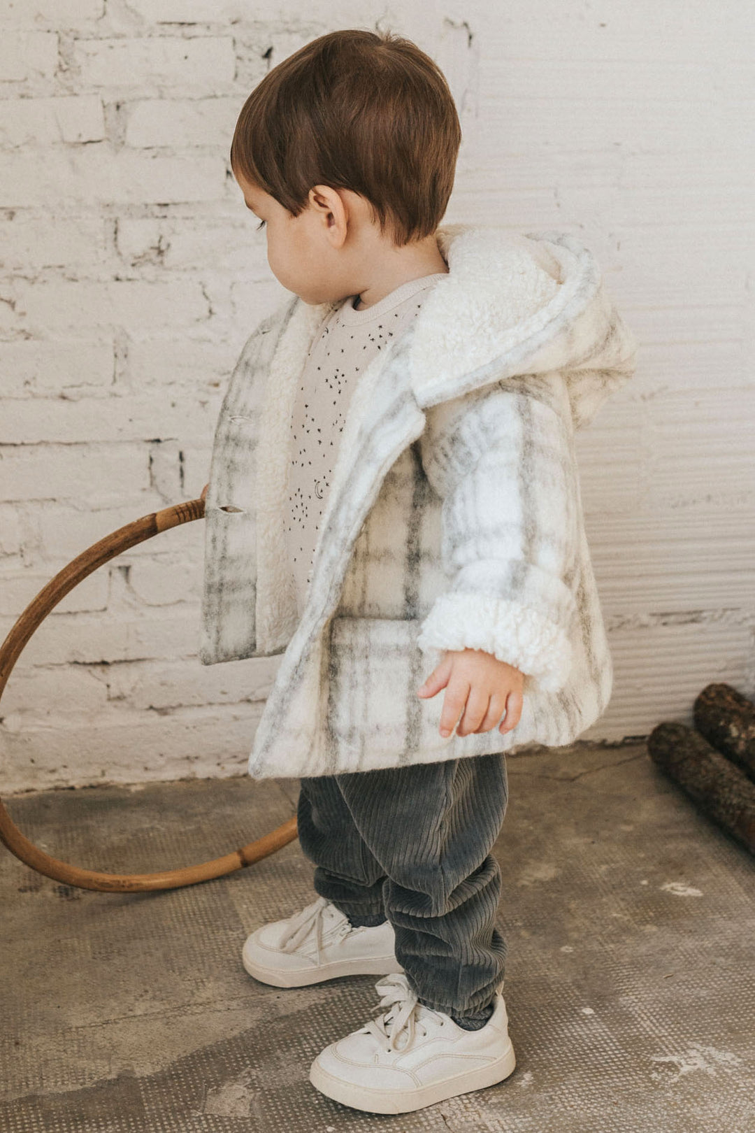 Búho "Aven" Light Grey Sherpa Lined Wool Coat | Millie and John