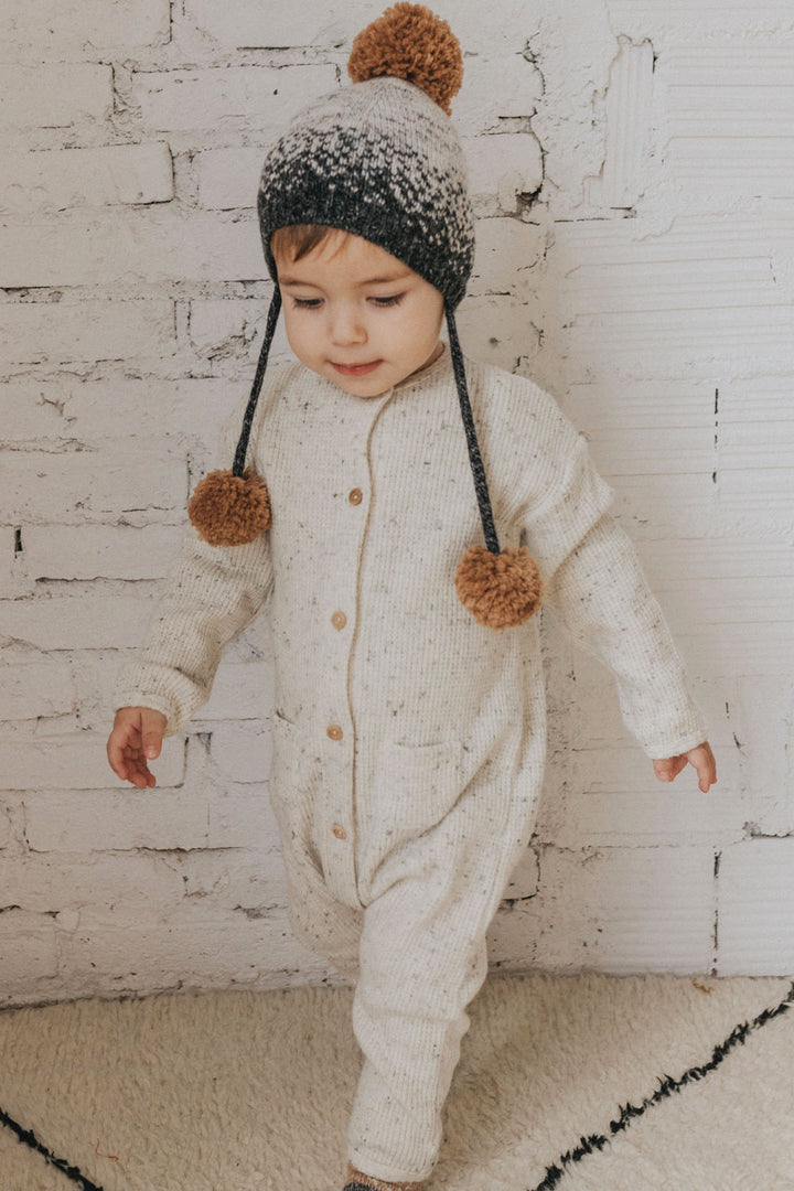 Búho "Winslow" Grey Marl Knit Romper | Millie and John