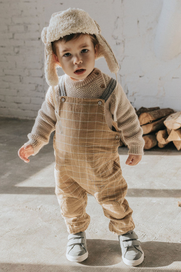 Búho "Eddie" Check Dungarees | Millie and John