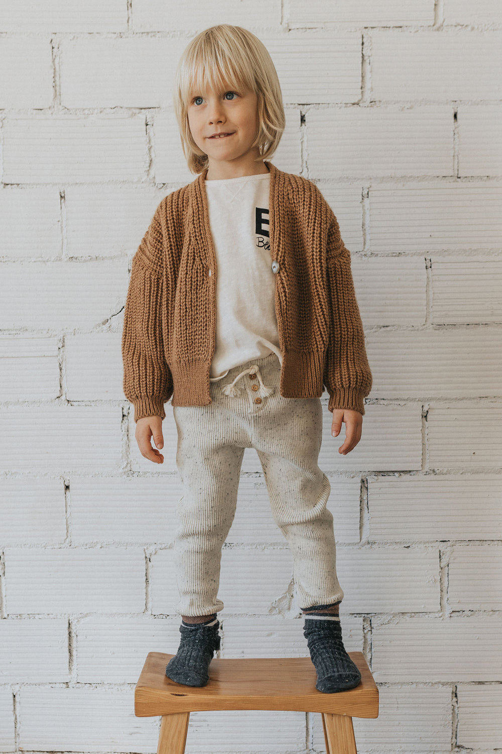 Búho "Winslow" Grey Marl Knit Leggings (3-6Y) | Millie and John