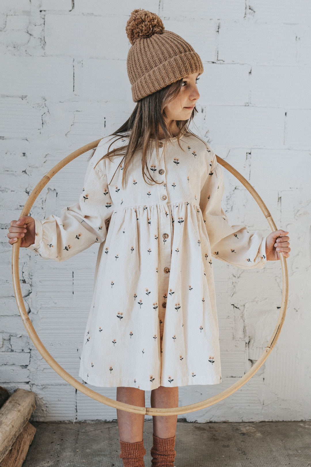 Búho "Romilly" Embroidered Flower Cord Dress (3-6Y) | Millie and John
