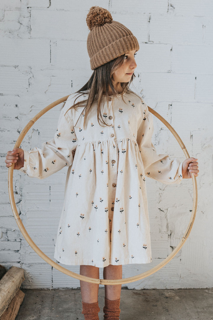 Búho "Romilly" Embroidered Flower Cord Dress (3-6Y) | Millie and John