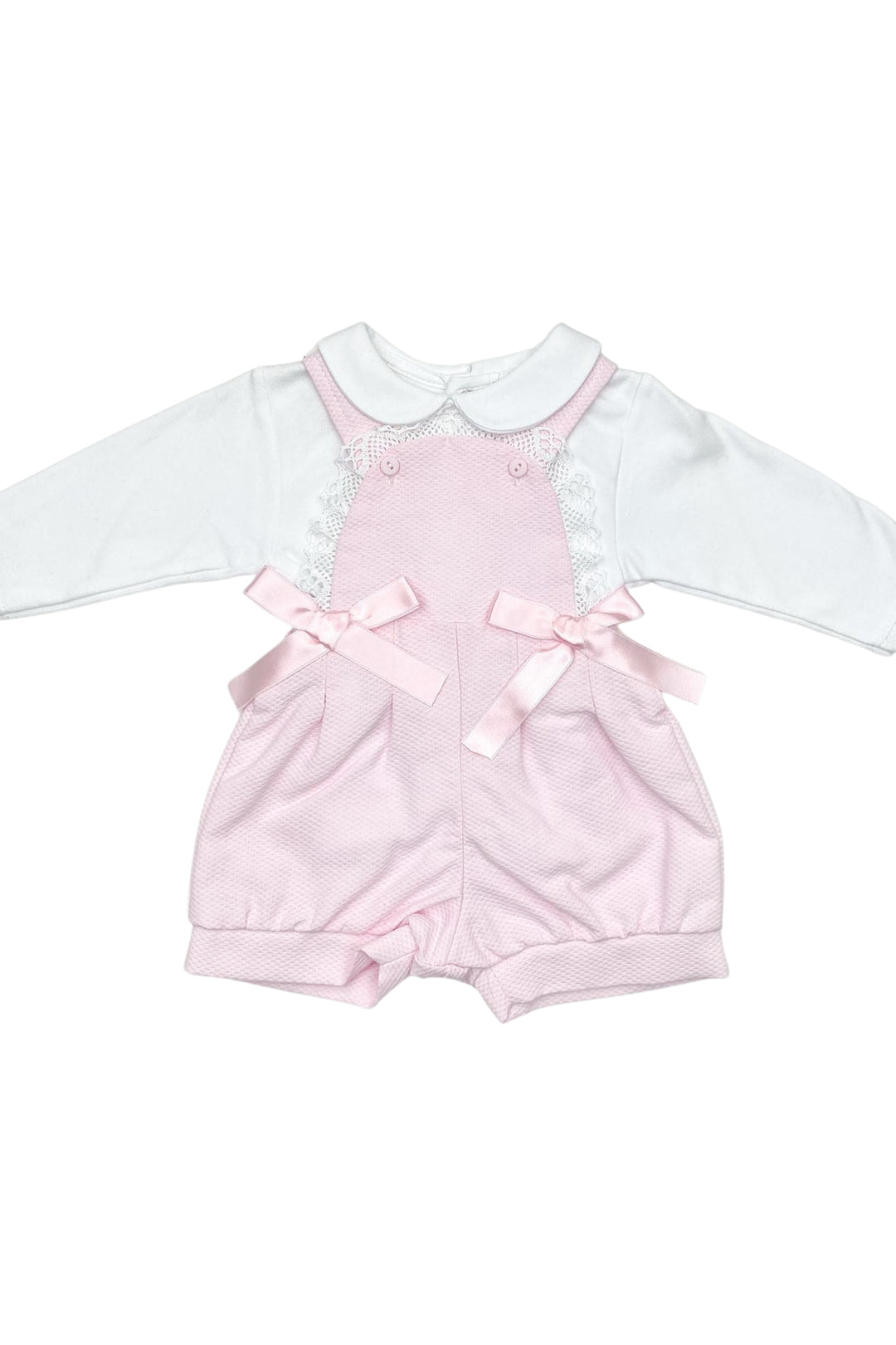 Little Nosh "Isla" Pink Bow Dungaree Set | Millie and John