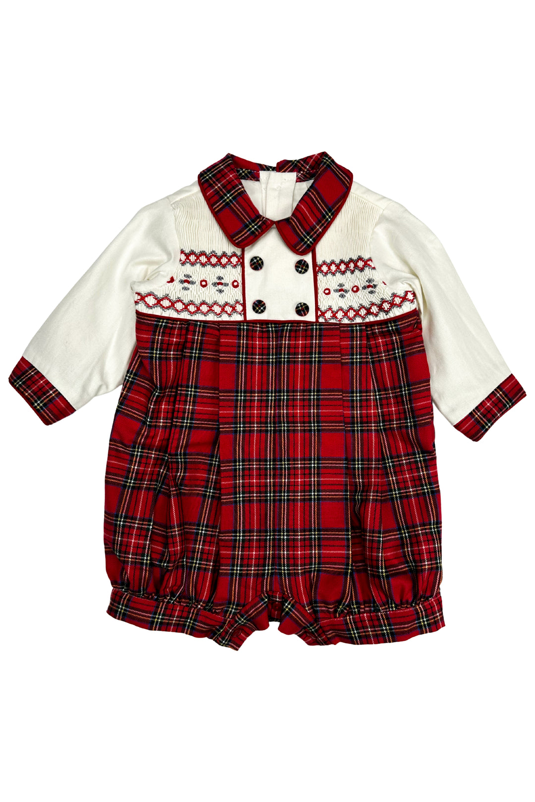 Pretty Originals "Abbott" Red Tartan Smocked Romper | Millie and John