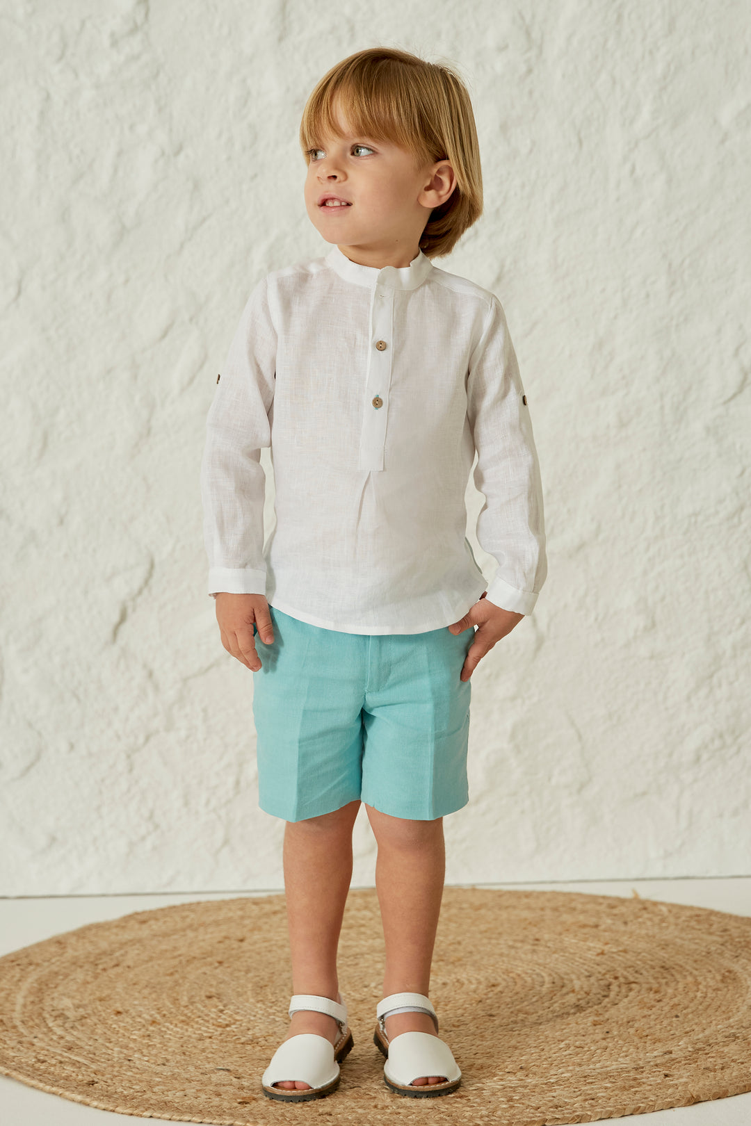 Martín Aranda "Emre" Linen Shirt & Duck Egg Shorts | Millie and John