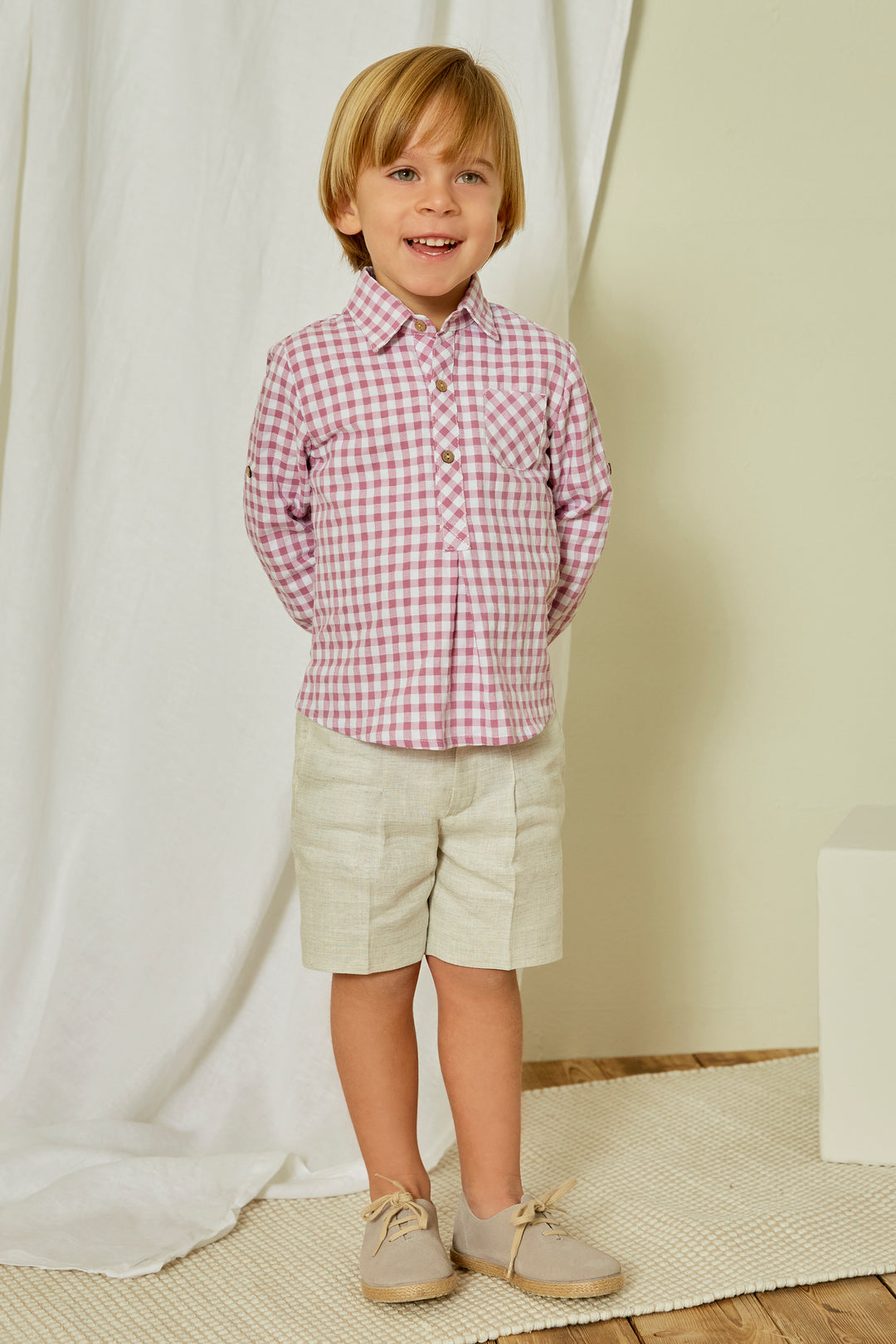 Martín Aranda "Murray" Orchid Purple Gingham Shirt & Shorts | Millie and John