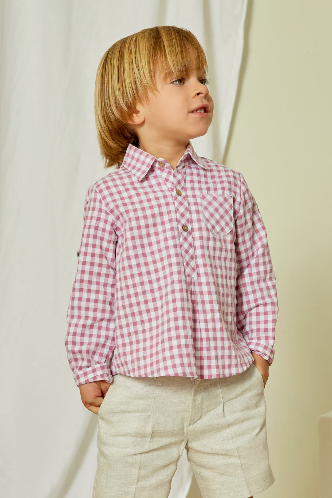 Martín Aranda "Murray" Orchid Purple Gingham Shirt & Shorts | Millie and John