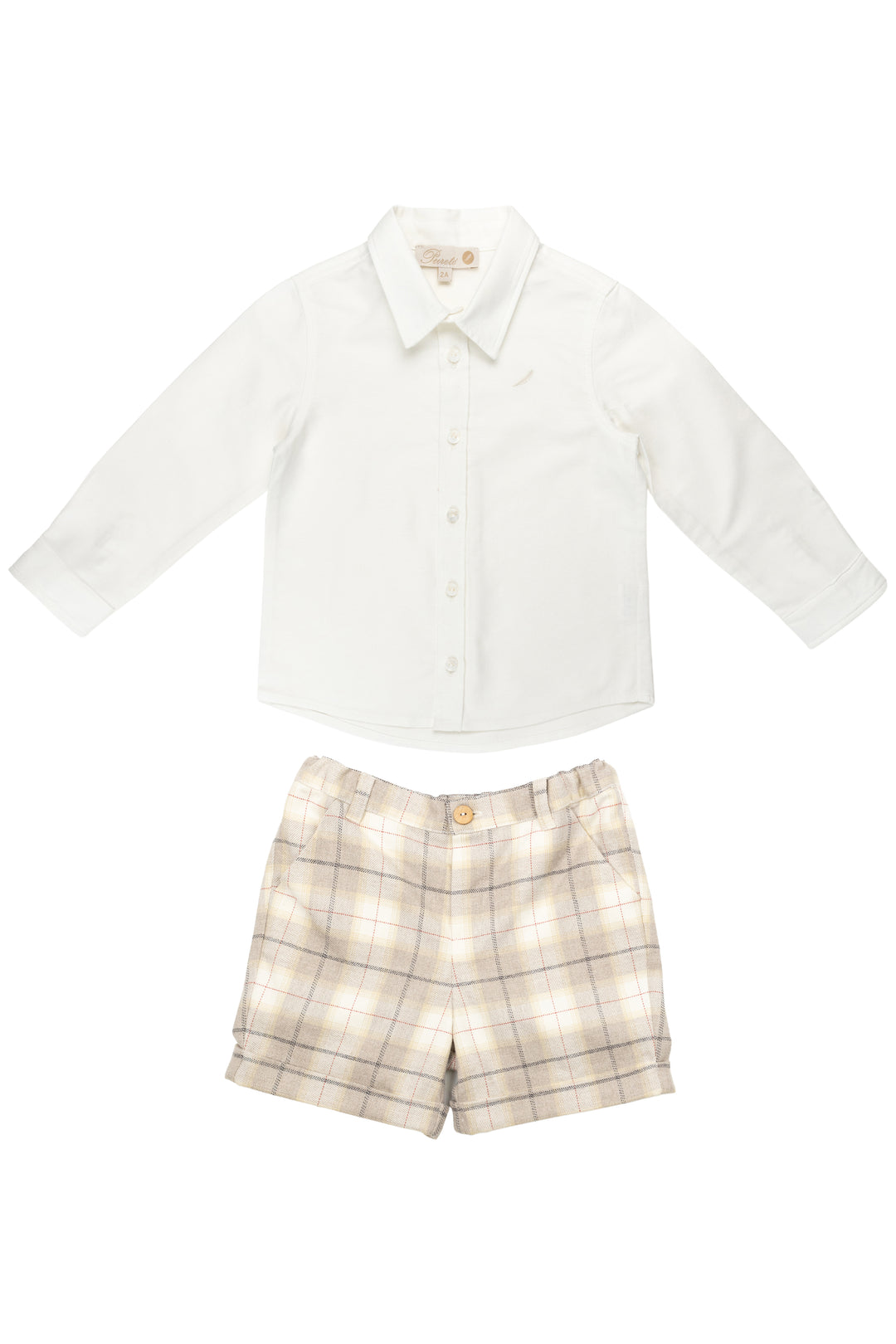 Pureté du Bebe "Zayn" Shirt & Stone Tartan Shorts | Millie and John