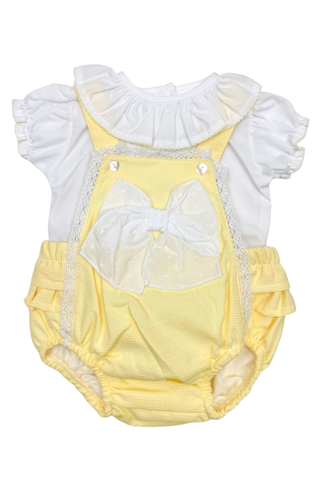 Little Nosh "Maisie" Lemon Dungaree Romper Set | Millie and John