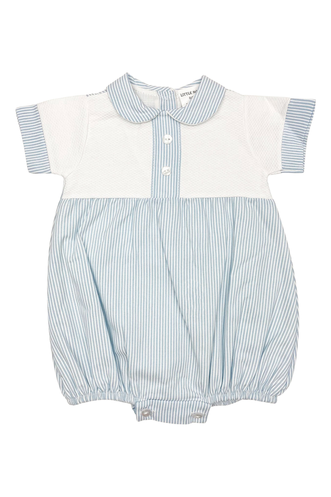 Little Nosh "Arlo" Blue Striped Romper | Millie and John