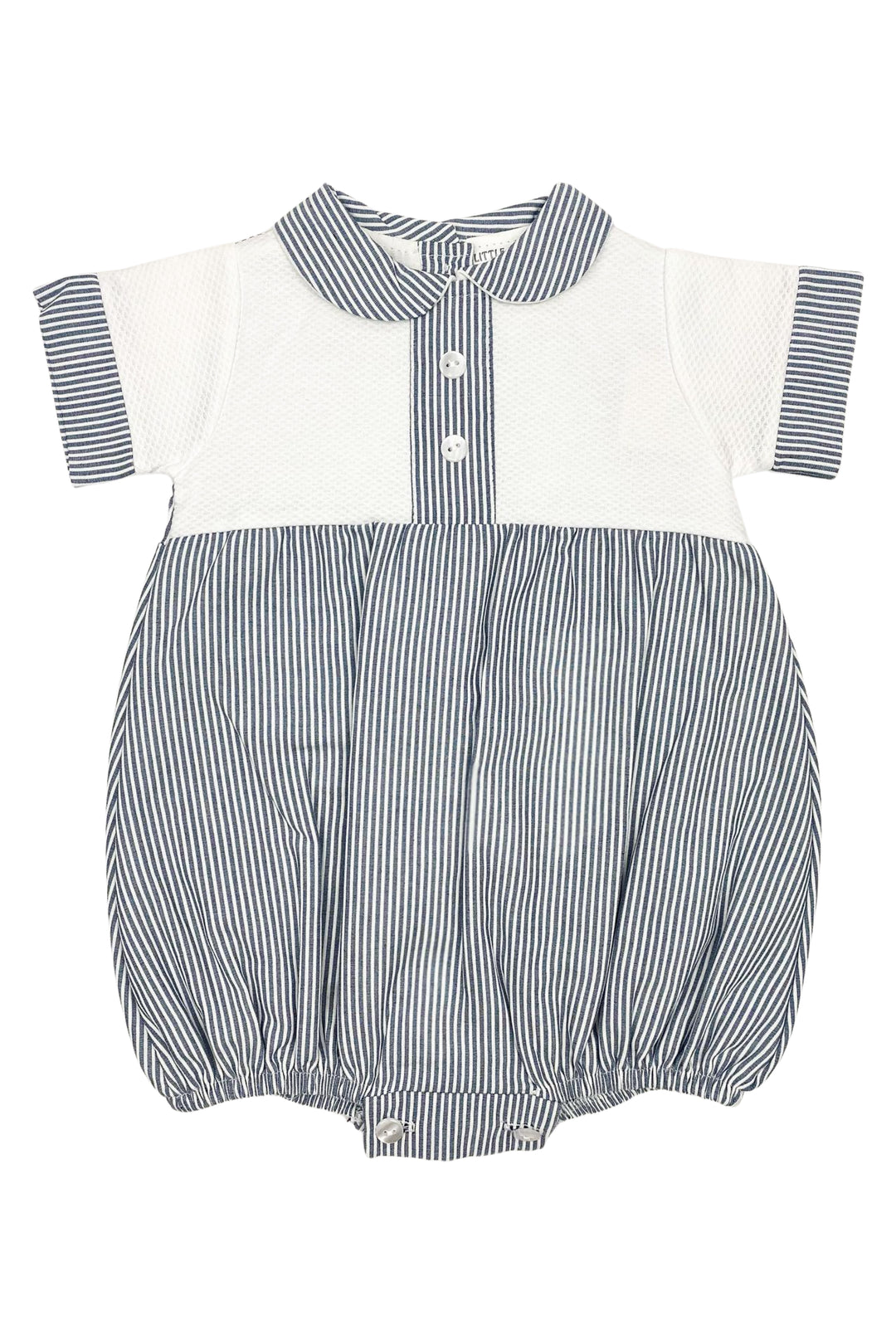 Little Nosh "Arlo" Navy Striped Romper | Millie and John