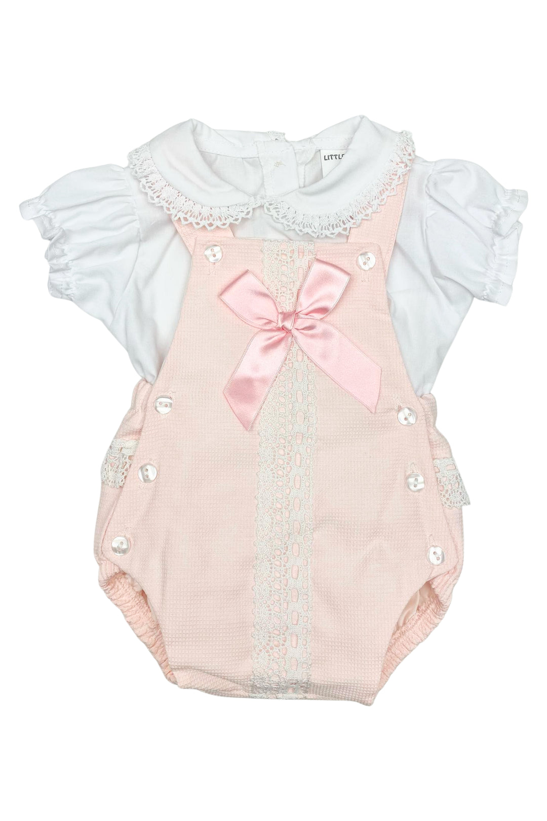 Little Nosh "Charlotte" Pink Dungaree Romper Set | Millie and John