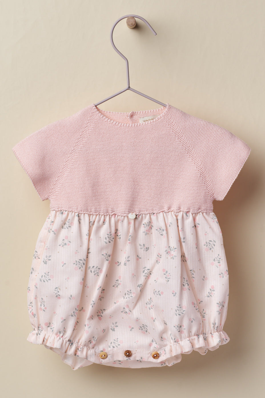 Wedoble "Petra" Pink Half Knit Floral Romper | Millie and John