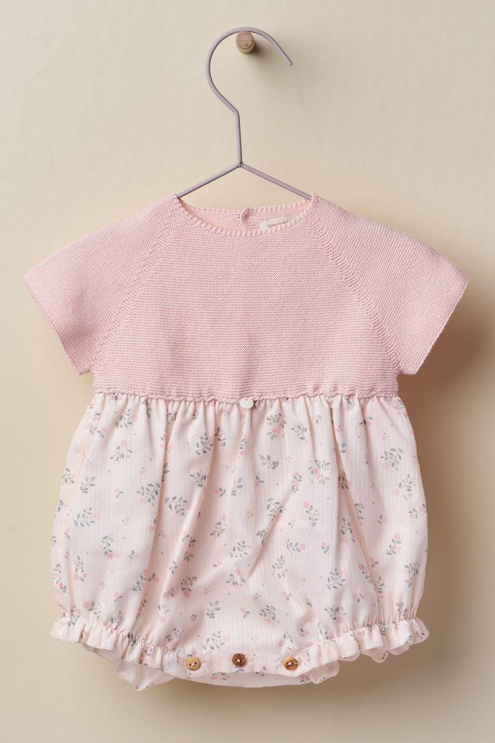 Wedoble "Petra" Pink Half Knit Floral Romper | Millie and John