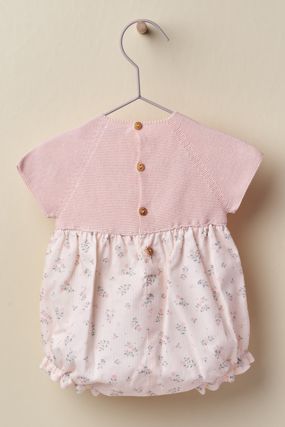 Wedoble "Petra" Pink Half Knit Floral Romper | Millie and John