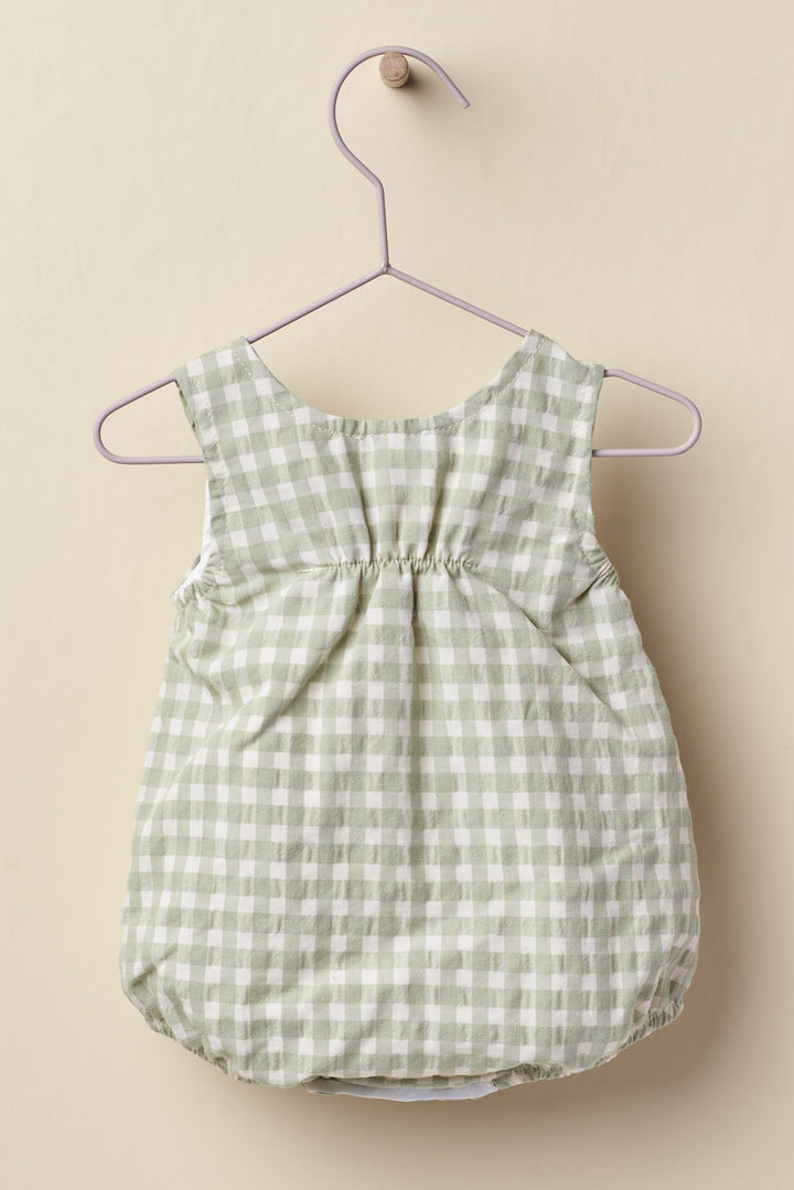 Wedoble "Percival" Sage Green Gingham Romper | Millie and John