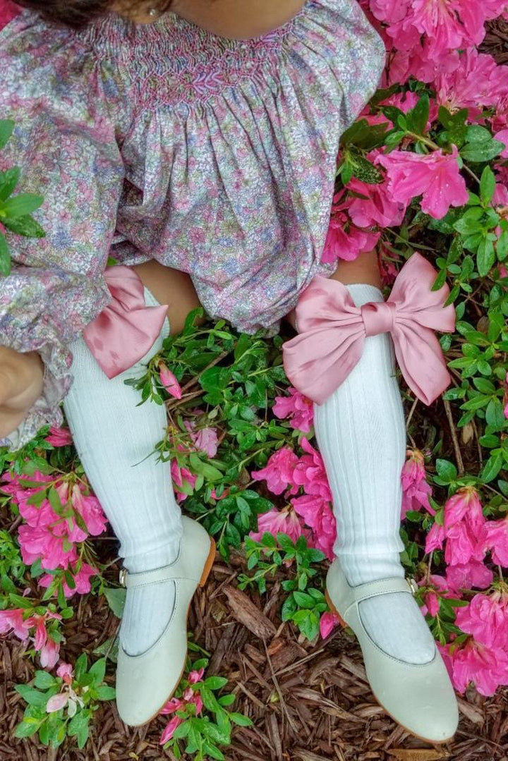 Petit Maison "Abigail" Satin Bow Socks | Millie and John