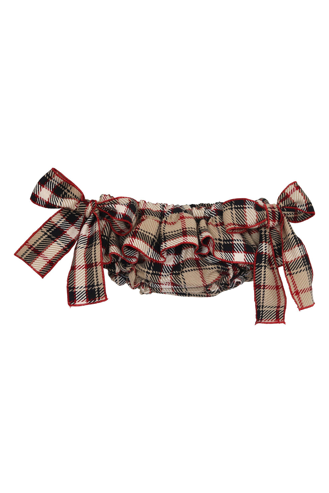 Phi "Aimee" Beige Tartan Bow Bloomers | Millie and John