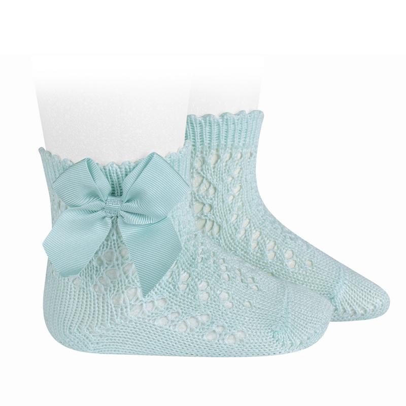 Condor Aquamarine Ankle Openwork Bow Socks | Millie and John