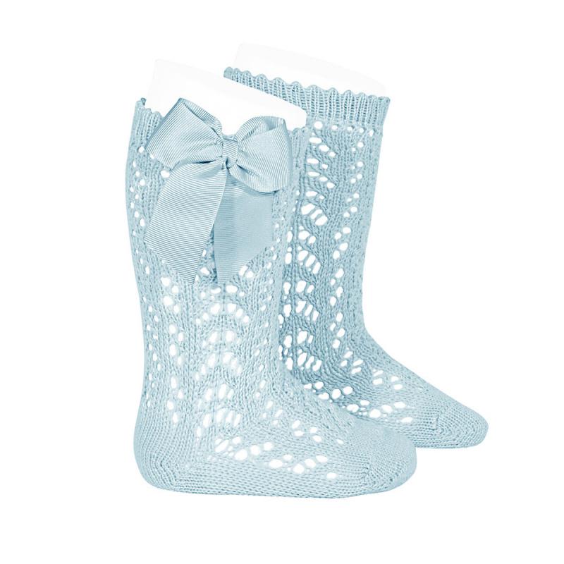 Condor Aquamarine Lace Openwork Bow Socks | Millie and John