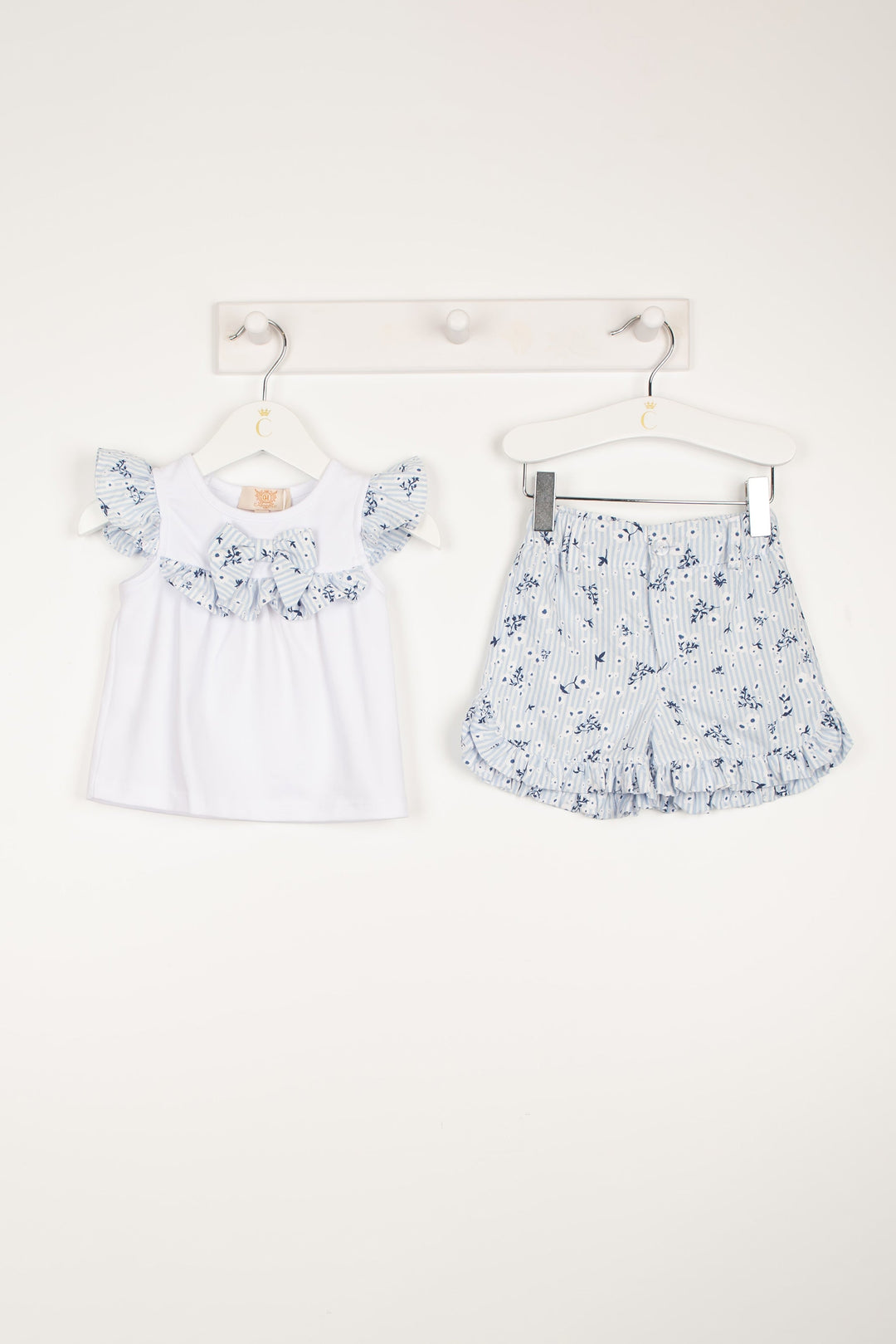 Caramelo Kids "Ava" Blue Floral Top & Shorts | Millie and John